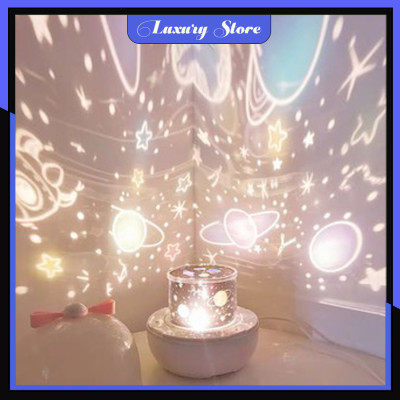 Đèn Ngủ Chiếu Ngàn Sao 6 phong cách kiêm đèn ngủ xoay tự động, nhiều màu sắc tuyệt đẹp - Hàng chính hãng