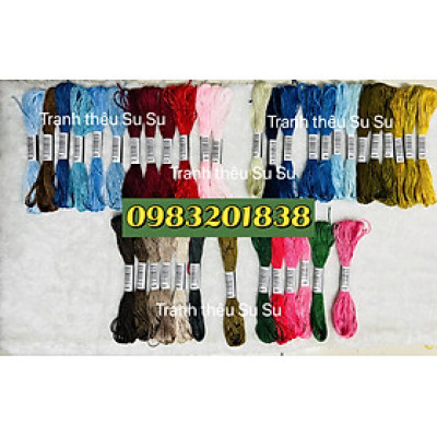 Chỉ thêu cotton mã chuẩn theo DMC, các mã 800 đến mã 899