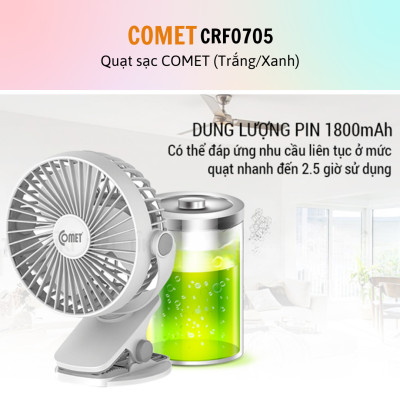 Quạt sạc mini | Quạt tích điện | Quạt kẹp nôi, xe đẩy thương hiệu Comet CRF0705 - Hàng chính hãng - BH 12 tháng - 15 ngày đổi mới