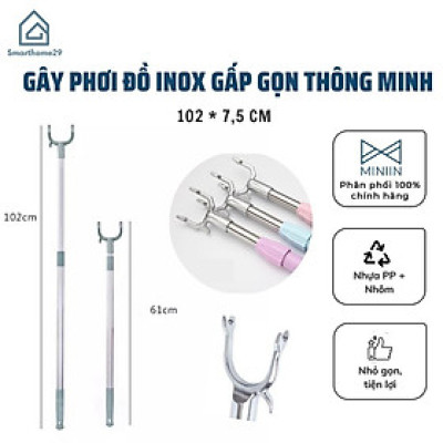 Gậy Phơi Đồ Bằng Inox Gấp Gọn Cây Phơi Đồ Thông Minh Tiện Lợi - Hàng Loại 1 - Chính Hãng MINIIN