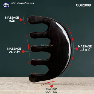 Lược Sừng Dưỡng Sinh 5 Răng - Mát Xa Da Đầu Đả Thông Kinh Lạc Chuyên Dùng Cho Spa - COH200B