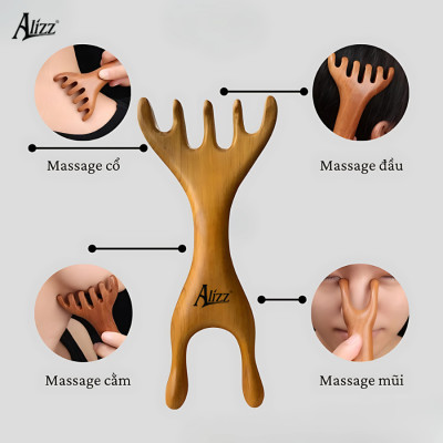 Lược Gỗ Đàn Hương 2 Đầu Massage Kinh Tuyến Toàn Thân
