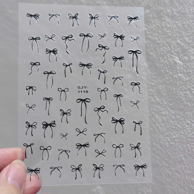 Sticker 3D Nơ Nổi Dài Ngắn Đen Trắng SJY1119 Làm Nail Siêu Xinh, Hình Dán Móng Nơ Ruy Băng Mix Kiểu Phong Cách Điệu Đà Đẹp Mắt Và Tinh Tế