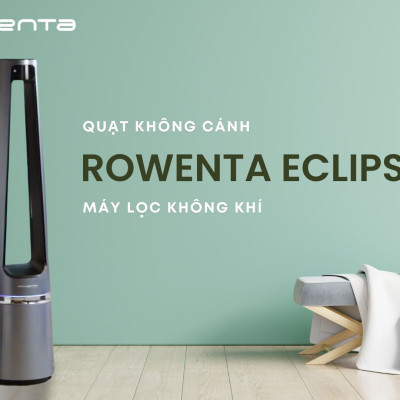 Quạt Không Cánh, Kiêm Lọc Không Khí ROWENTA ECLIPSE QU5030F0 12 Cấp Độ Gió, Lọc Sạch 99,95% Bụi Mịn, Cảm Biến Nhiệt Độ Auto, Ồn Cực Thấp, Công Suất 33 W - Hàng Nhập Khẩu Đức