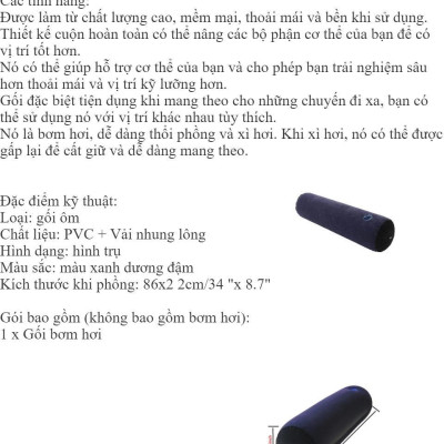 GỐI ÔM BƠM HƠI ĐA NĂNG, TIỆN DỤNG GỐI BƠM HƠI DU LỊCH XẾP GỌN ĐA NĂNG TIỆN LỢI (TẶNG KÈM BƠM TAY)