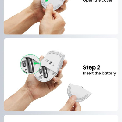 Ugreen UG15805MU101TK 4000DPI Bluetooth 6 nút điều chỉnh kiểu dáng Công thái học Màu Trắng Chuột không dây + BT Không kèm Pin AA - HÀNG CHÍNH HÃNG