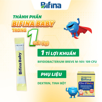 Hỗ trợ tiêu hoá khoẻ, tăng đề kháng cho bé - Men vi sinh Bifina Baby Nhật Bản- Hộp 30 gói