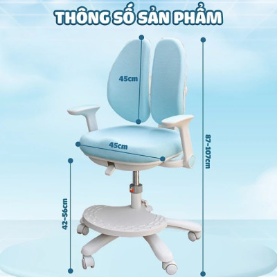 Ghế học sinh chống gù đa năng Tundo nâng hạ chiều cao tay gạt CT G104+ có khóa bánh trọng lực, xoay 360 độ
