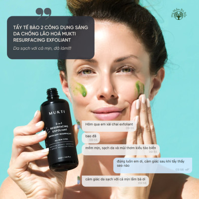Tẩy Tế Bào Chết Chống Lão Hóa, Sáng Da, Giảm Nhăn Mukti 2-in-1 Resurfacing Exfoliant (100ml)