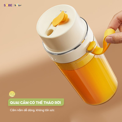 Máy Xay Sinh Tố Bear Máy Xay Cầm Tay Máy xay Đa Năng Tích Điện Xay Smoothie Xay Nhuyễn Rau Củ SB-MX04K - Hàng Chính Hãng