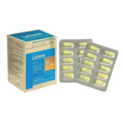 Men vi sinh LACTOMIN (viên nang) bổ sung 3 loại lợi khuẩn có ích được bao vi nang, hỗ trợ giảm tiêu chảy, táo bón, phân sống, cân bằng hệ vi sinh đường ruột.