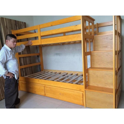 Giường 3 Tầng Ali Gỗ Tự Nhiên- Vàng