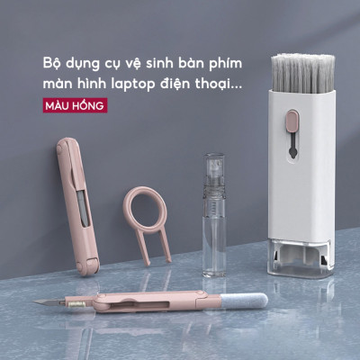 Bộ Dụng Cụ Vệ Sinh Tai Nghe, Bàn Phím, Máy Tính Đa Năng 7 Trong 1, Nhỏ Gọn, Tiện Lợi , Bộ Vệ Sinh Laptop Đa Năng 7 in 1 7in1 Cao Cấp Vệ Sinh Tai Nghe, Điện Thoại, Màn Hình, Máy ảnh Nhựa Abs Cao Cấp Dùng Cho / Airpods / iPhone / iPad - Hàng Nhập Khẩu
