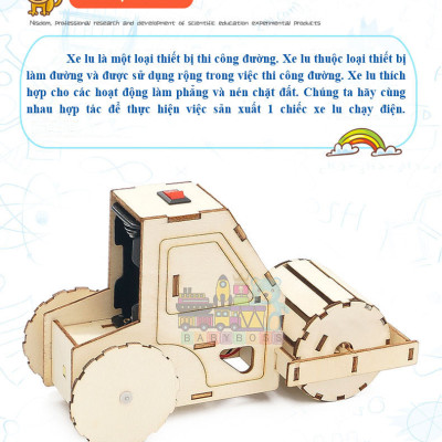 [Kèm Pin] Bộ Đồ Chơi Khoa Học Tự Làm Máy Ủi, Bộ Đồ Chơi Lắp Ghép STEM Mô Hình Máy Ủi, Bộ Đồ Chơi Gỗ Cao Cấp Khoa Học Tự Làm DIY Wood Steam