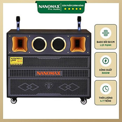 Loa Kéo Nanomax Bình Và Điện Pro-218 Bass Đôi 50cm 3000Watt Công Suất Lớn Kèm 2 Micro. Hàng Chính hãng