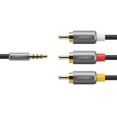 Ugreen UG20894AV138TK 1.5M màu Đen Cáp âm thanh 3 đầu Bông sen sang 3.5mm Dương - HÀNG CHÍNH HÃNG