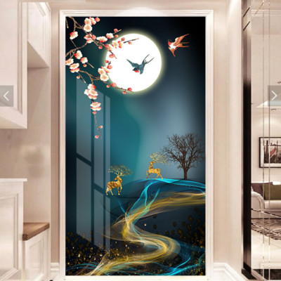 Tranh treo tường phòng khách, phòng ngủ -Tranh treo 1 tấm dọc M26611/ Gỗ MDF cao cấp phủ kim sa/ Chống ẩm mốc, mối mọt/Bo viền góc tròn