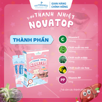 Siro Novatop hỗ trợ thanh nhiệt, mát gan, giảm nhiệt miệng cho bé (10 gói) - Nutramed
