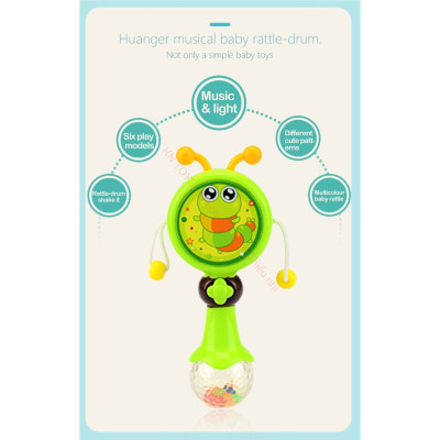 Đồ Chơi Âm Nhạc HUANGER HE0516 - Trống Xúc Xắc Có Nhạc và Đèn Hình Con Ong Cho Bé Từ 12 Tháng Tuổi (Màu vàng)