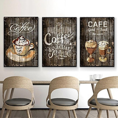 (ẢNH THẬT) Tranh treo tường cà phê 40 trang trí decor quán có sẵn khung bộ 3 tranh