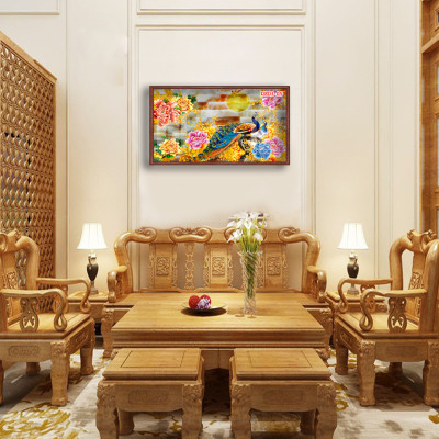 D803 01 Tranh kính Chim Công (được chọn mẫu)