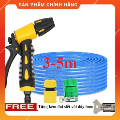 ️ Bộ dây vòi xịt nước rửa xe, tưới cây , tăng áp 3 lần, loại 3m, 5m 206319 cút sập,nối nhựa vàng+ đai