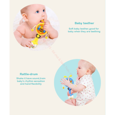 Đồ Chơi Âm Nhạc HUANGER HE0516 - Trống Xúc Xắc Có Nhạc và Đèn Hình Con Ong Cho Bé Từ 12 Tháng Tuổi (Màu vàng)