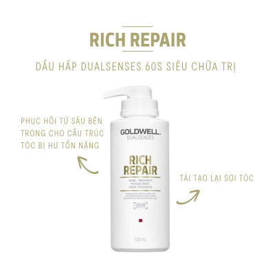 Dầu Hấp 60s Phục Hồi Tóc Hư Tổn Goldwell Rich Repair Phục Hồi Tóc Khô Xơ Hư Tổn Chẻ Ngọn Lên Tới 98%