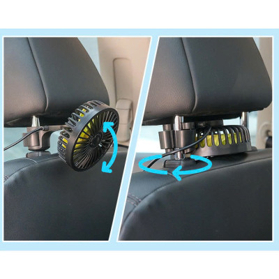 Quạt Mát Ghế Sau Xe Hơi Nguồn 5V 3 Tốc Độ - Mẫu Mới Đỉnh Cao Gió Mạnh Mẽ, Gấp Gọn Tiện Lợi