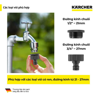(Mới 2025) Bộ rulo guồng dây tích hợp vòi tưới cây Karcher 15m HR 1.15 - Ống dây 3 lớp cao cấp - Đi kèm dây cấp nước 2m - Hàng Chính hãng