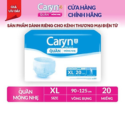 Tã/Bỉm Quần Người Lớn Caryn Mỏng Nhẹ Chống Tràn Dành Cho Người Già Có Thể Tự Đi Lại Size XL20 miếng)