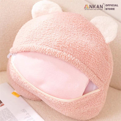 Bộ Chăn Gối Văn Phòng 3 Trong 1 Kiểu Heo Dễ Thương - Màu Hồng Phấn Siêu Đẹp Dùng Để Đi Du Lịch, Xem TV Và Tặng Người Yêu