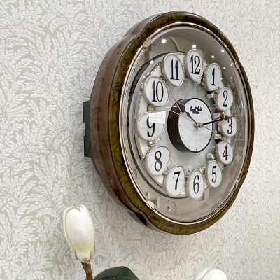 Đồng hồ treo tường RHYTHM 4MH828WD23 - Nâu , Kích thước 38.5 x 38.5 x 11.5cm (Magic Motion Clocks)