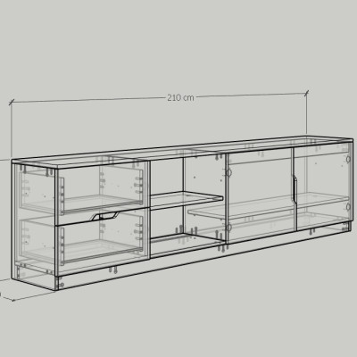 [Happy Home Furniture] DASH, Kệ Tivi nhiều ngăn, 210cm x 35cm x 54cm ( DxRxC)   , KTV_007
