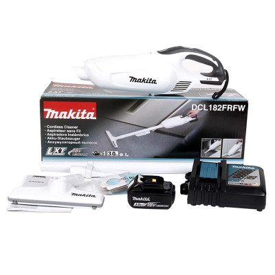MÁY HÚT BỤI DÙNG PIN (18V) 30/11W MAKITA DCL182FRFW (01 SẠC 18V. – 01 PIN 18V/3.0AH.) - HÀNG CHÍNH HÃNG