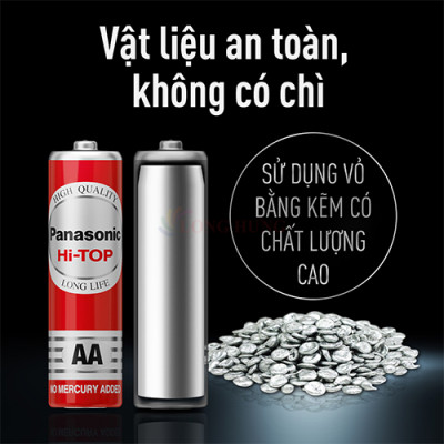 Vỉ Pin than đỏ Panasonic AA R6DT/4S-V (4 viên/20 viên) - Hàng chính hãng