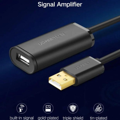 Ugreen UG10325US121TK 25M màu Đen Cáp tín hiệu nối dài USB 2.0 có chip khuếch đại cao cấp - HÀNG CHÍNH HÃNG