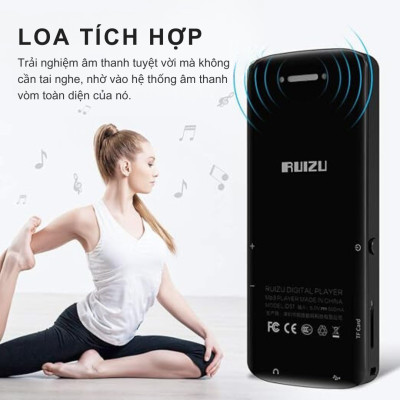 Ruizu D50: Máy nghe nhạc nhỏ gọn, đa năng Thiết kế bền bỉ: Vỏ kim loại chắc chắn, màn hình LCD tiện dụng Nghe nhạc MP3, FLAC với Bluetooth, radio FM, ghi âm  Bộ nhớ 16GB, thẻ nhớ mở rộng Thời gian nghe lâu: Pin 12 giờ, sạc nhanh 3 giờ - Hàng nhập khẩu
