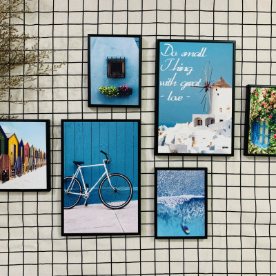 Bộ tranh treo tường, treo phòng khách, phòng ngủ thành phố xanh - Tặng kèm khung tranh và đinh treo tường BINBIN 