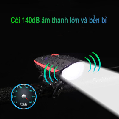 Đèn pin, đèn xe đạp siêu sáng, chống nước Rhino L102, pin sạc, 3 chế độ sáng, pin dài tới 4,5 tiếng - Hàng chính hãng