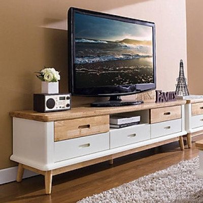 Tủ TV 5 Ngăn Kéo Vivid Gỗ Tự Nhiên Ibie LV5KVIVR - Trắng (160 x 42 cm)