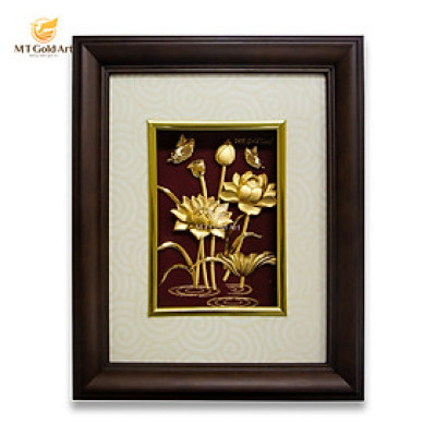 Tranh hoa sen dát vàng (22x27cm) MT Gold Art- Hàng chính hãng, trang trí nhà cửa, phòng làm việc, quà tặng sếp, đối tác, khách hàng, tân gia, khai trương 