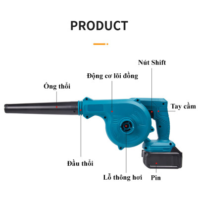 Thổi Bụi Pin Cầm Tay ABG Thể Cơ Điện Máy Thổi Bụi Không Dây Thuận Tiện Hơn Khi Sử Dụng Với Thiết Kế Kiểu Dáng Hiện Đại Ứng Dụng Nhiều Trong Các Xưởng Mộc, Vệ Sinh Máy Móc, Nhà Cửa, Lông Thú Cưng, Ô tô – Hàng Chính Hãng