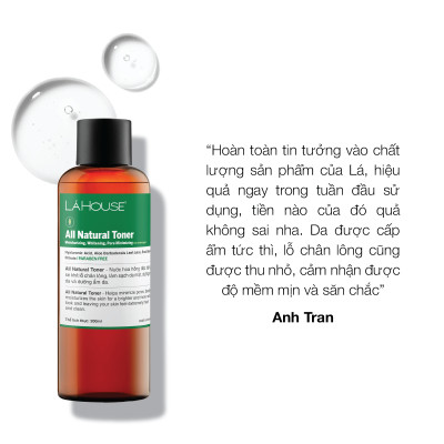 Nước hoa hồng giúp làm sáng da Lá House Lá Care All Natural Toner 200ml/100ml