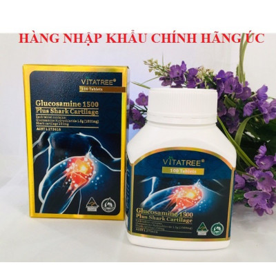 Viên uống bổ khớp Vitatree Glucosamine 1500mg plus shark cartilage , hộp 100v, nhập khẩu Úc