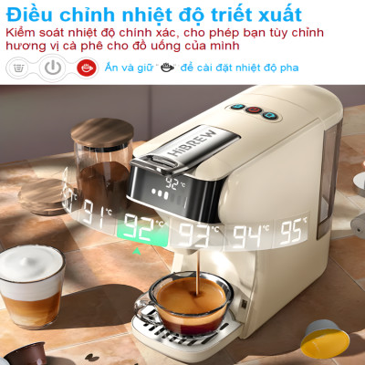 Máy pha cà phê 6 trong 1, Espresso, Viên Nén Nespresso, Nescafe Dolcegusto, Kcup, Túi ESE POD và Trà thương hiệu Mỹ HiBREW H1B - Hàng Chính Hãng
