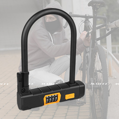 Khóa Chữ U Chống Trộm Cho Xe Máy/ Xe Điện/ Xe Đạp U-0511 Hợp Kim Thép Vỏ PVC - Khóa Mã 4 Số + Cáp Thép 1m2 (tùy chọn) - Mai Lee