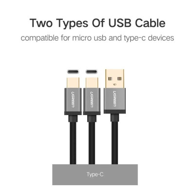 Ugreen UG40351US196TK 1m màu Đen Cáp USB-A sang 2 đầu TypeC cao cấp - HÀNG CHÍNH HÃNG