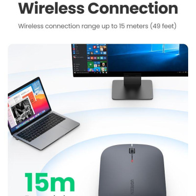 Ugreen UG90673MU001TK màu xám 2.4g chuột không dây dùng cho máy tính laptop chất liệu nhựa ABS có kèm pin AA - HÀNG CHÍNH HÃNG