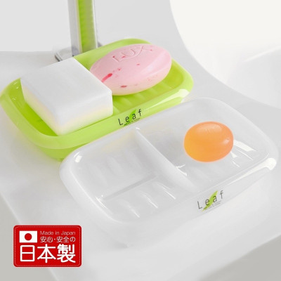 Khay đựng xà bông đôi Leaf sản xuất Inomata, làm từ nhựa PP cao cấp kháng khuẩn an toàn và bền đẹp - nội địa Nhật Bản 